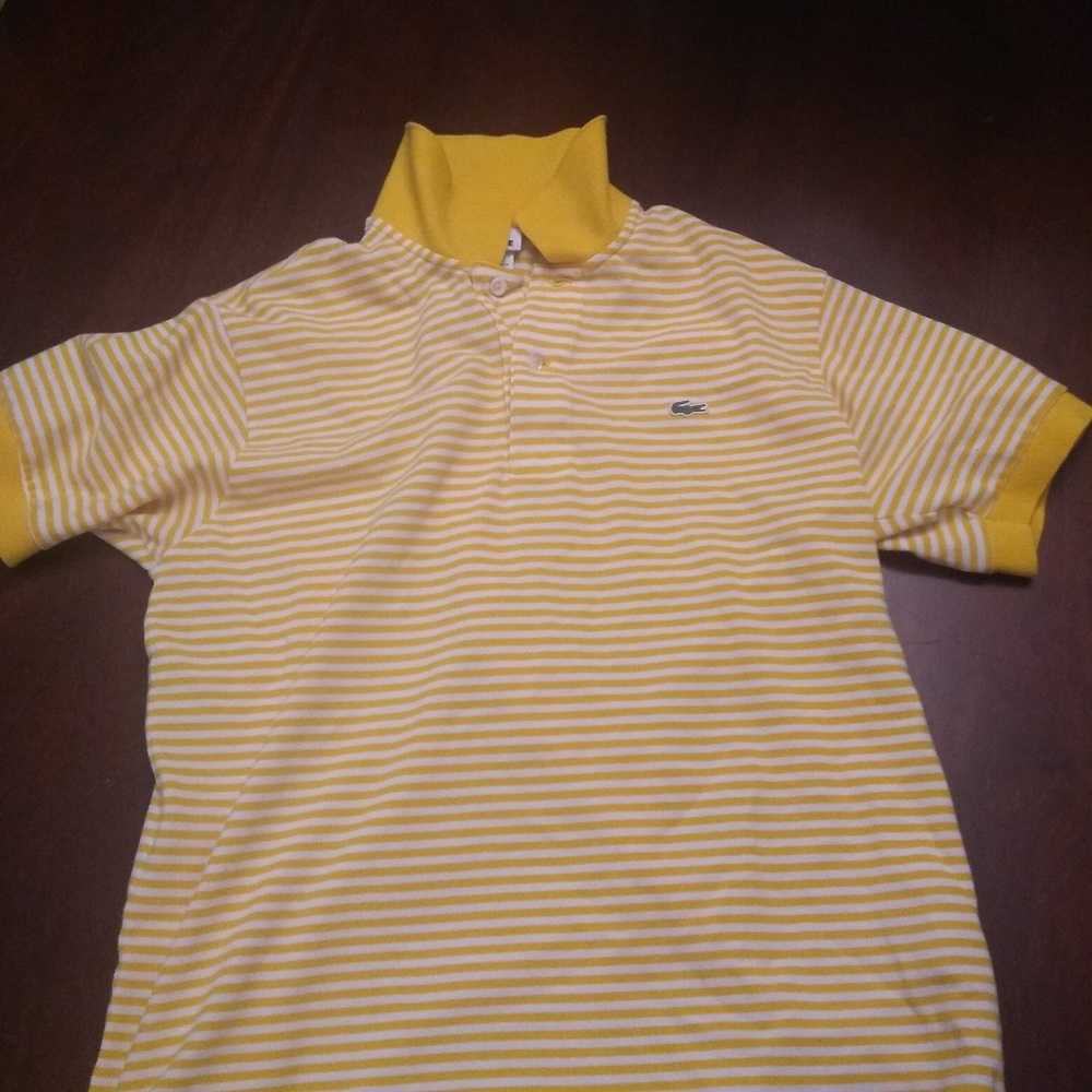 Yellow striped Lacoste polo